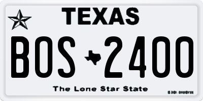 TX license plate BOS2400