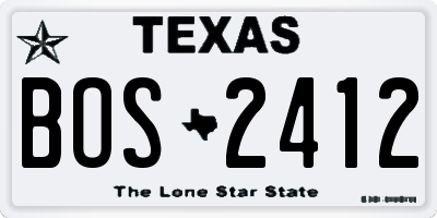 TX license plate BOS2412