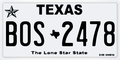 TX license plate BOS2478