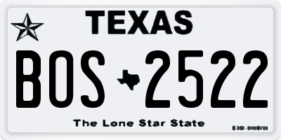 TX license plate BOS2522