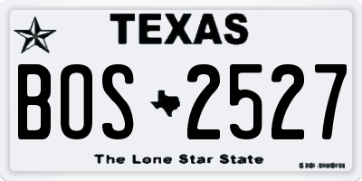 TX license plate BOS2527