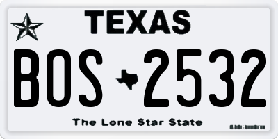 TX license plate BOS2532