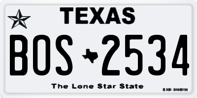 TX license plate BOS2534