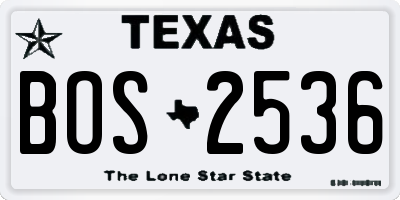 TX license plate BOS2536