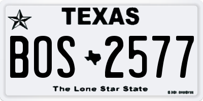 TX license plate BOS2577