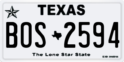 TX license plate BOS2594