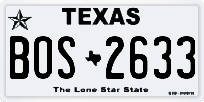 TX license plate BOS2633