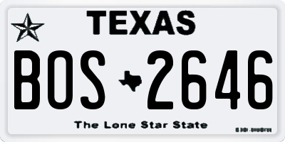 TX license plate BOS2646