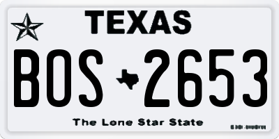 TX license plate BOS2653