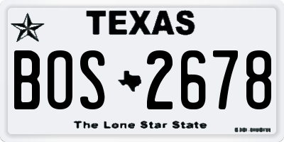TX license plate BOS2678