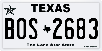 TX license plate BOS2683