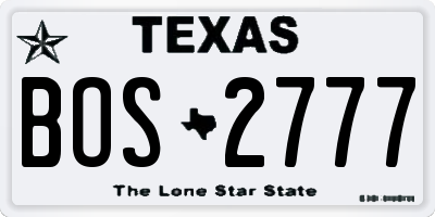 TX license plate BOS2777
