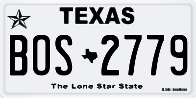 TX license plate BOS2779