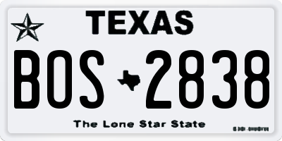 TX license plate BOS2838