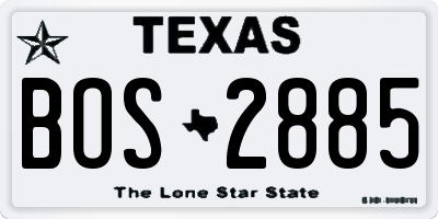 TX license plate BOS2885
