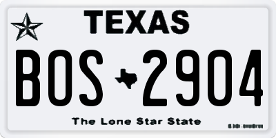 TX license plate BOS2904