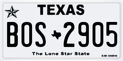TX license plate BOS2905