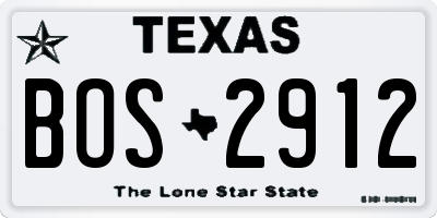 TX license plate BOS2912