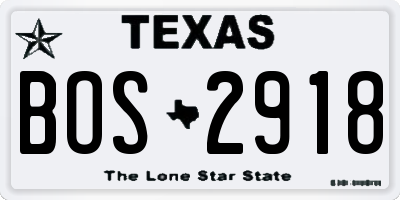 TX license plate BOS2918