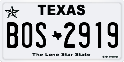 TX license plate BOS2919