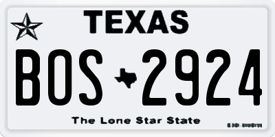 TX license plate BOS2924