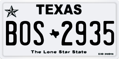 TX license plate BOS2935