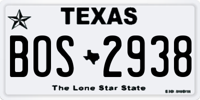 TX license plate BOS2938
