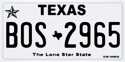 TX license plate BOS2965
