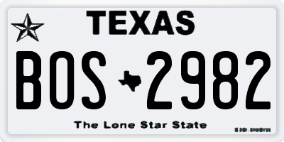 TX license plate BOS2982