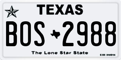 TX license plate BOS2988