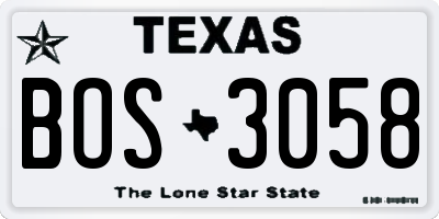 TX license plate BOS3058