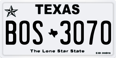 TX license plate BOS3070
