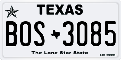 TX license plate BOS3085