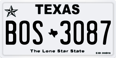 TX license plate BOS3087