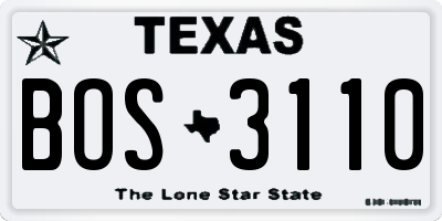 TX license plate BOS3110