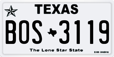 TX license plate BOS3119