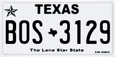 TX license plate BOS3129