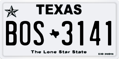 TX license plate BOS3141