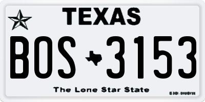 TX license plate BOS3153