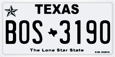 TX license plate BOS3190
