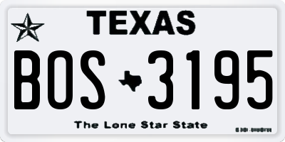 TX license plate BOS3195