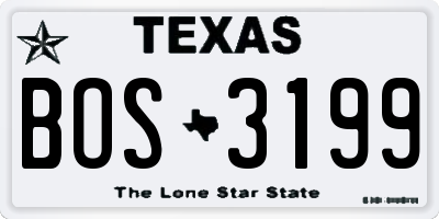 TX license plate BOS3199