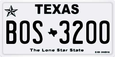 TX license plate BOS3200