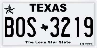 TX license plate BOS3219