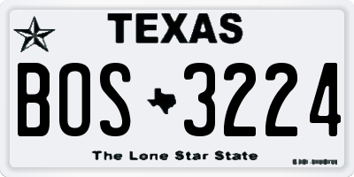 TX license plate BOS3224