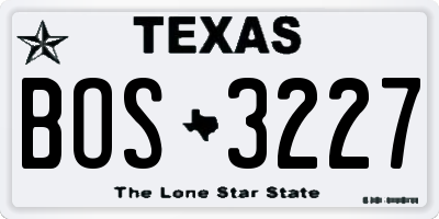 TX license plate BOS3227
