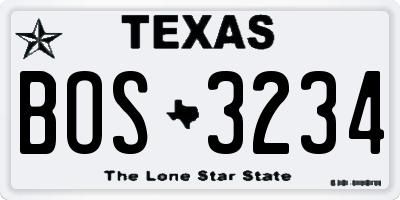 TX license plate BOS3234
