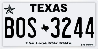 TX license plate BOS3244