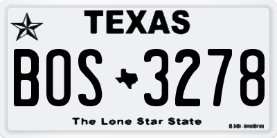 TX license plate BOS3278