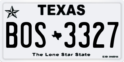 TX license plate BOS3327